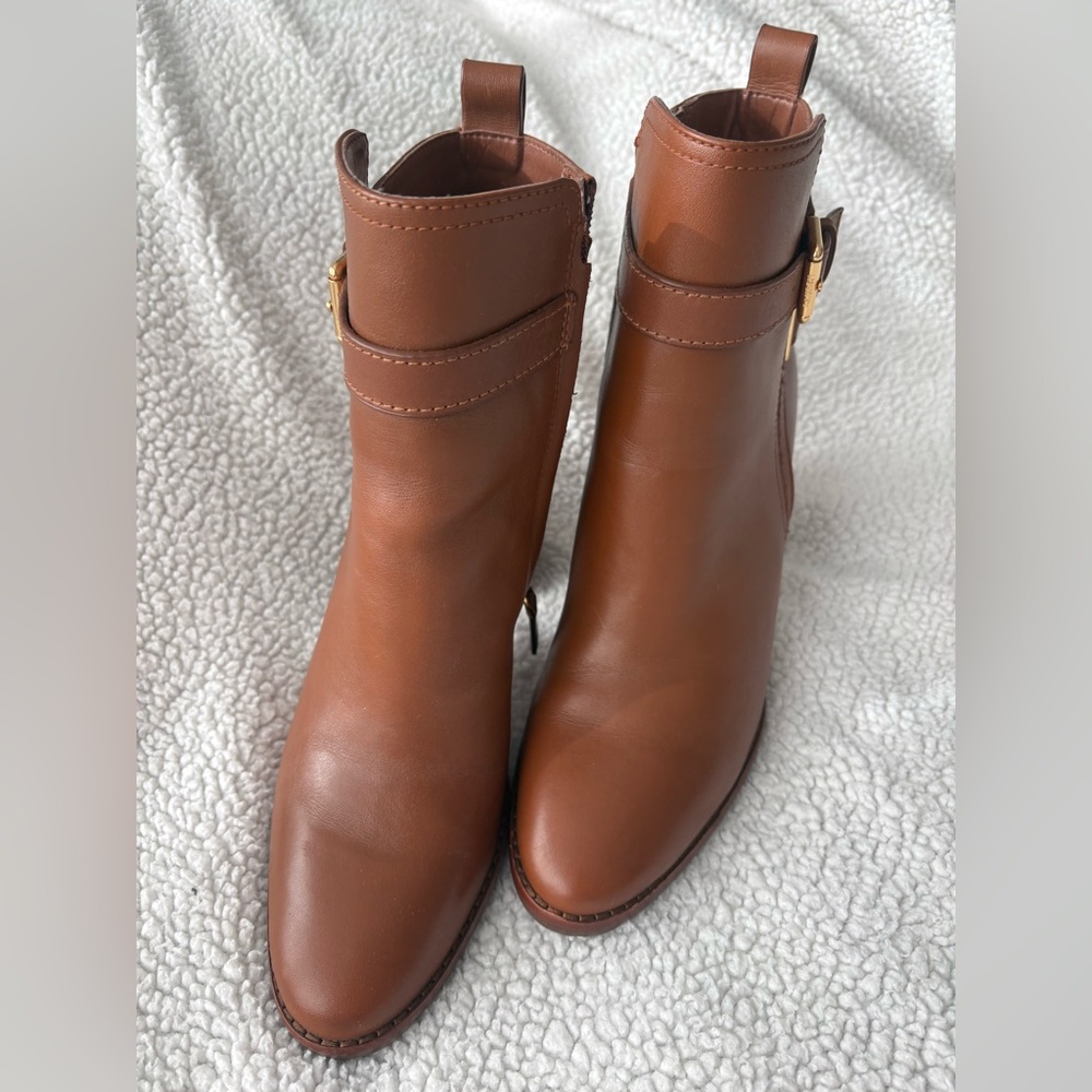 Lauren Ralph Lauren Tan Leather Ankle Boots